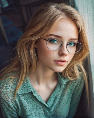 with glasses,reading glasses,silver framed glasses,glasses,girl portrait,lace round frames,kids glasses,young woman,spectacles,portrait of a girl,girl studying,teen,relaxed young girl,red green glasses,girl sitting,color glasses,eye glasses,portrait photography,beautiful young woman,oval frame,Illustration,Realistic Fantasy,Realistic Fantasy 12