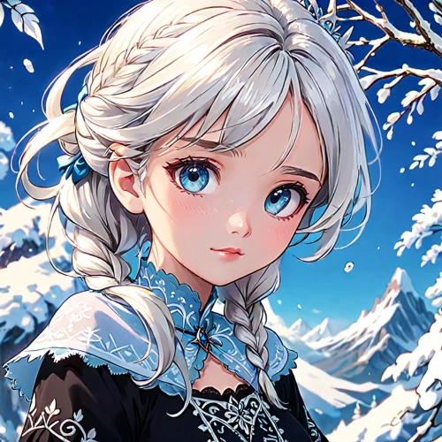 elsa,winterblueher,the snow queen,white rose snow queen,winter background,snowflake background,ice queen,eternal snow,christmas snowy background,suit of the snow maiden,snow white,white snowflake,frozen,glory of the snow,snow drawing,blue snowflake,snowy,snowball,fantasy portrait,blanche,Anime,Anime,Traditional