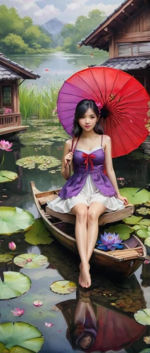 water lotus,lotus pond,lotus on pond,lily pad,floating market,vietnamese woman,water lily,oriental painting,chinese art,world digital painting,water lilies,waterlily,lily pond,lotus blossom,lily pads,lotus flowers,lotuses,asian umbrella,giant water lily,water lilly,Conceptual Art,Fantasy,Fantasy 03