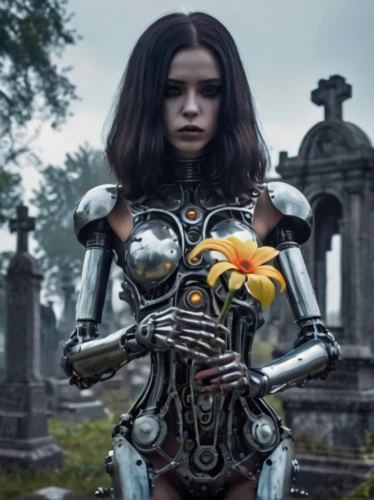 bjork,cyborg,cosplay image,female doll,digital compositing,artemisia,echo,day of the dead frame,female warrior,the enchantress,alien warrior,archangel,warrior woman,humanoid,knight armor,eufiliya,armor,armour,gara,metal figure