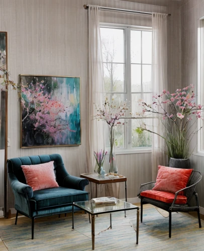 floral chair,sitting room,danish furniture,floral corner,flower painting,danish room,livingroom,interior decor,corner flowers,living room,floral composition,contemporary decor,shabby-chic,flower wall en,still life of spring,interior decoration,modern decor,wing chair,ikebana,the living room of a photographer