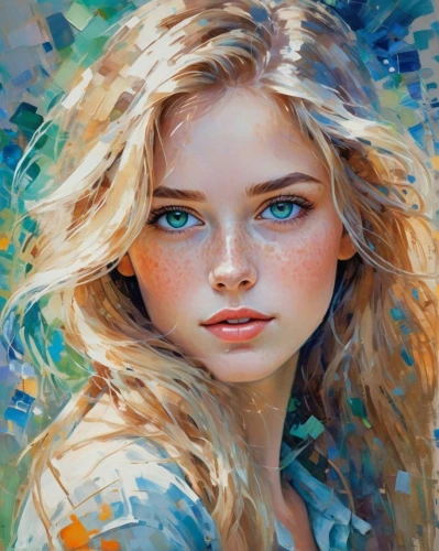 mystical portrait of a girl,girl portrait,portrait of a girl,young woman,blond girl,oil painting,romantic portrait,boho art,girl drawing,art painting,fantasy portrait,oil painting on canvas,blue eyes,blonde girl,world digital painting,color pencils,colour pencils,girl in a long,photo painting,girl in flowers,Conceptual Art,Oil color,Oil Color 10