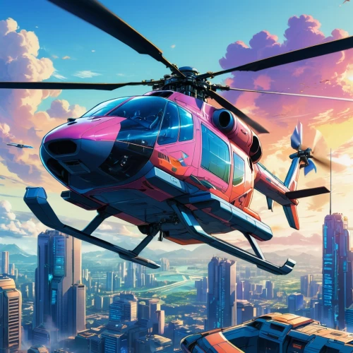 helicopters,eurocopter,helicopter,rotorcraft,police helicopter,helicopter pilot,trauma helicopter,air rescue,bell 206,rescue helicopter,gyroplane,ambulancehelikopter,bell 214,bell 212,rescue helipad,delivering,bell 412,skycraper,sikorsky s-64 skycrane,high-wire artist,Illustration,Japanese style,Japanese Style 03