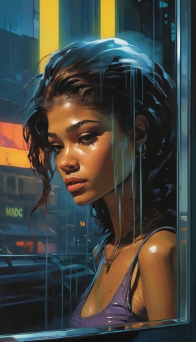 cyberpunk,sci fiction illustration,the girl at the station,oil painting on canvas,birds of prey-night,world digital painting,detail shot,shopwindow,city ​​portrait,digital painting,transistor,spy-glass,rosa ' amber cover,glass painting,oil on canvas,plexiglass,night scene,cyberspace,nightlife,fountainhead,Conceptual Art,Oil color,Oil Color 04