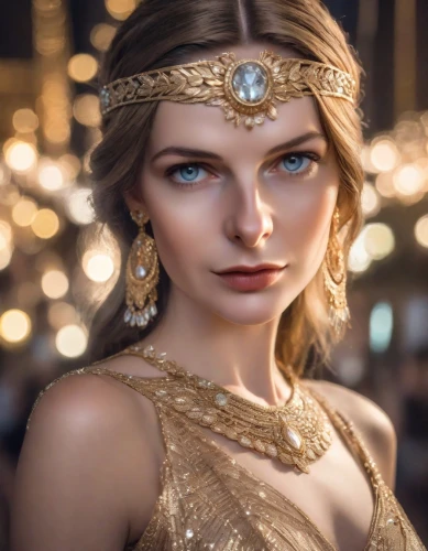 bridal jewelry,gold jewelry,ancient egyptian girl,gold crown,bridal accessory,golden crown,cleopatra,gold mask,indian bride,diadem,arabian,golden mask,golden eyes,headpiece,wonderwoman,gold foil crown,golden weddings,jeweled,gold filigree,queen of the night,Photography,Realistic