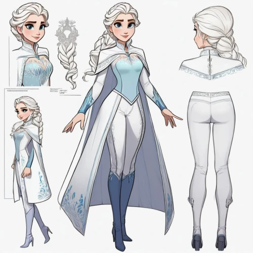 elsa,white rose snow queen,the snow queen,suit of the snow maiden,ice queen,winterblueher,costume design,fairy tale character,cinderella,concept art,tiana,ice princess,frozen,a princess,vanessa (butterfly),fantasy woman,disney character,princess sofia,elven,bridal clothing,Unique,Design,Character Design