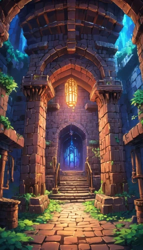 hall of the fallen,3d fantasy,atlantis,fairy village,dungeon,portal,fantasia,wishing well,dungeons,cartoon video game background,3d render,the threshold of the house,gateway,knight's castle,underwater oasis,castleguard,dandelion hall,4k wallpaper,labyrinth,3d background,Illustration,Japanese style,Japanese Style 03