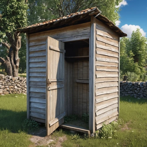 outhouse,shed,garden shed,wood doghouse,small cabin,chicken coop,wooden hut,sheds,stall,blockhouse,a chicken coop,the water shed,portable toilet,farm hut,horse stable,log cabin,rustic,rustic potato,chicken coop door,small house