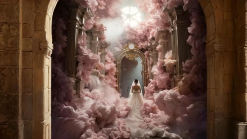 hall of the fallen,rapunzel,the door,the threshold of the house,the annunciation,a curtain,door to hell,heaven gate,theater curtain,3d fantasy,curtain,the little girl's room,doorway,hallway,stage curtain,fairy tale castle,wall of tears,fairytales,fairy tales,fairy tale