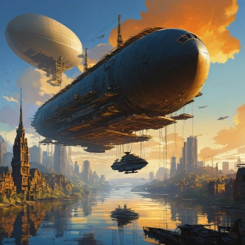 airships,airship,zeppelins,blimp,air ship,futuristic landscape,zeppelin,sci fiction illustration,hindenburg,aerostat,scifi,futuristic architecture,ufo,futuristic,sci-fi,sci - fi,science fiction,dystopia,sci fi,heliosphere,Conceptual Art,Sci-Fi,Sci-Fi 01