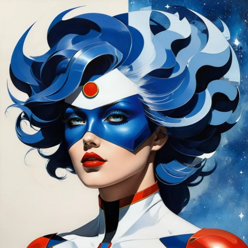 mystique,head woman,fantasy woman,bodypaint,bodypainting,sci fiction illustration,red and blue,body painting,red-blue,captain marvel,wonderwoman,star mother,pop art woman,cool pop art,white blue red,red white blue,andromeda,super woman,birds of prey-night,widow,Art,Artistic Painting,Artistic Painting 44
