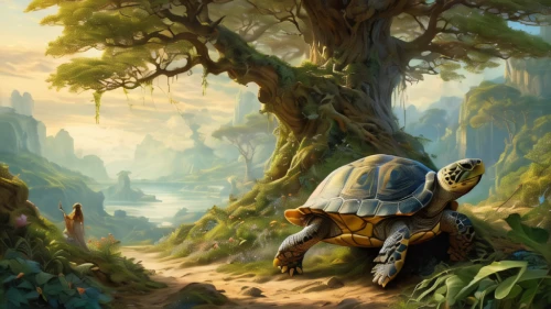 the wanderer,adventurer,traveler,wander,fantasy picture,heroic fantasy,wanderer,land turtle,game illustration,jrr tolkien,druid grove,fantasy landscape,fantasy art,world digital painting,giant tortoise,beekeeper,traveller,pilgrimage,cg artwork,aaa,Conceptual Art,Fantasy,Fantasy 05