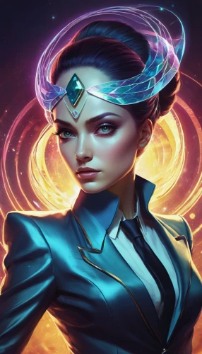 symetra,transistor,medusa,medusa gorgon,blue enchantress,tiber riven,cassiopeia,dodge warlock,widowmaker,spiral background,zodiac sign libra,sorceress,elza,jaya,electro,shaper,aquarius,rosa ' amber cover,aura,show off aurora,Illustration,Realistic Fantasy,Realistic Fantasy 15