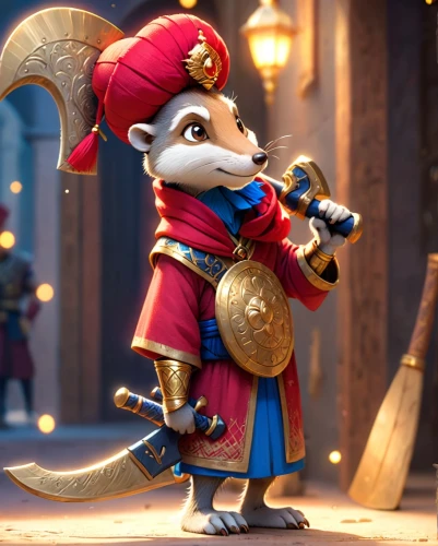 rataplan,year of the rat,weasel,rat na,musical rodent,musketeer,pirate,disney character,rat,dormouse,ratatouille,splinter,robin hood,ferret,chipmunk,figaro,szymbark,rodentia icons,color rat,cute cartoon character,Anime,Anime,Cartoon