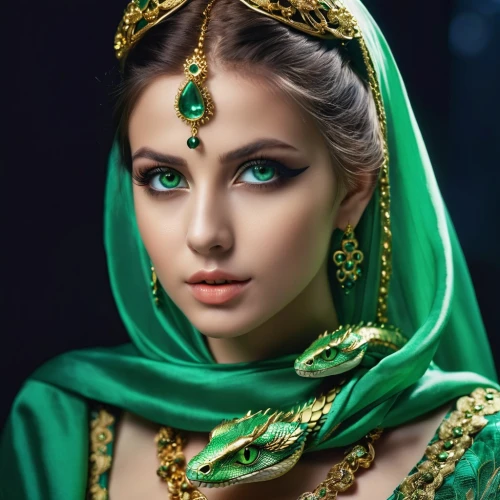 miss circassian,islamic girl,arabian,indian bride,arab,cleopatra,emerald,indian woman,persian,lily of the nile,gold jewelry,indian girl,priestess,mystical portrait of a girl,arab night,jewellery,muslim woman,russian folk style,ancient egyptian girl,anahata,Photography,General,Realistic