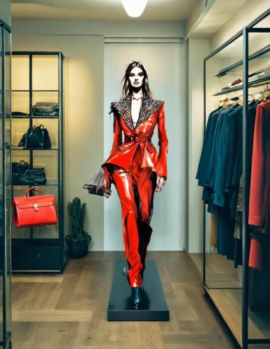 man in red dress,mannequin,red coat,lady in red,silk red,red milan,woman in menswear,red cape,artist's mannequin,mannequins,red gown,manikin,catwalk,display dummy,red super hero,vogue,mannequin silhouettes,shopwindow,fashion street,fashion model