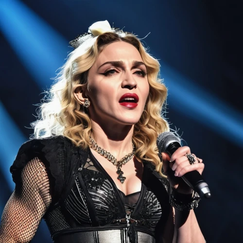 madonna,social,aging icon,singing,queen,performing,applause,wireless microphone,vocal,porcelain doll,queen bee,aphrodite's rock,mic,rock beauty,one woman only,worship,microphone stand,femme fatale,pop music,red lips,Photography,General,Realistic