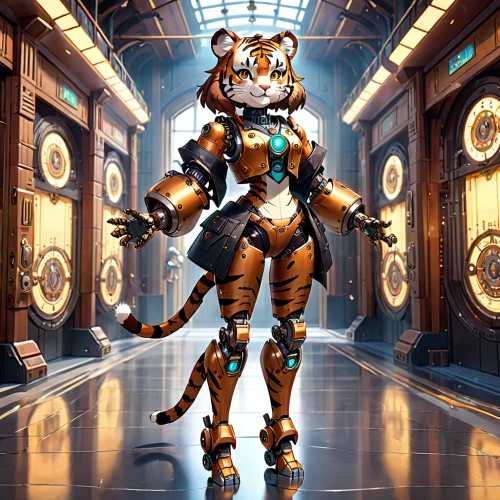 symetra,royal tiger,chestnut tiger,cat warrior,armored animal,tigerle,bengal cat,tortoiseshell,scifi,female lion,steampunk,toyger,cybernetics,sci fi,bengal,amurtiger,capricorn kitz,cg artwork,artemis,hosana,Anime,Anime,General