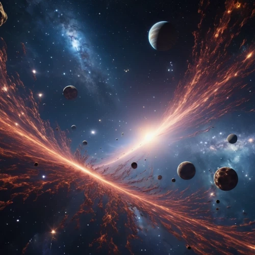 space art,planetary system,binary system,galaxy collision,asteroids,celestial bodies,v838 monocerotis,deep space,planets,supernova,trajectory of the star,inner planets,outer space,different galaxies,astronomy,nebulous,solar system,colorful star scatters,universe,planetarium,Photography,General,Realistic
