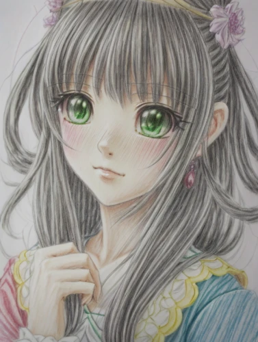 fairy tale character,pencil color,lilly,maimi fl,soft pastel,color pencil,pontia,erika,clamp,fuzimiao,rusalka,pastel paper,painter doll,mari makinami,chalk drawing,artist doll,eglantine,portrait of a girl,copic,girl portrait
