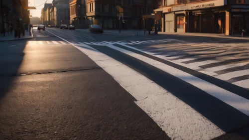 crosswalk,zebra crossing,pedestrian crossing,pedestrian,crossroad,morning light,a pedestrian,pedestrian lights,pedestrians,light traces,vanishing point,bicycle lane,crossing,late afternoon,street cleaning,evening light,road marking,b3d,pedestrian zone,empty road,Photography,General,Natural