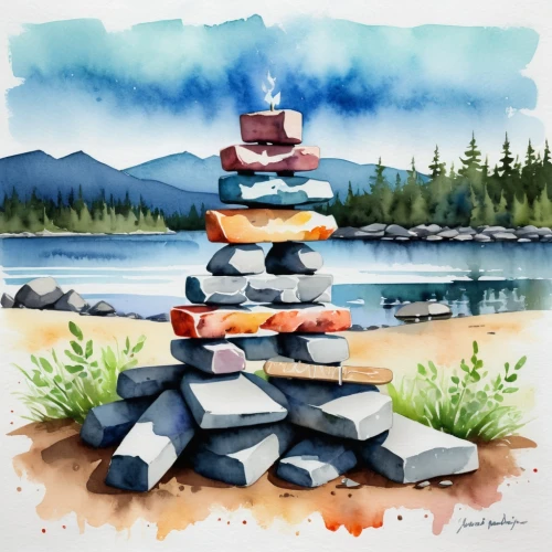 stacked rocks,stack of stones,stacked stones,stacking stones,rock stacking,cairn,stacked rock,rock cairn,stone balancing,rock balancing,stack of books,chalk stack,watercolor background,book stack,stone pyramid,standing stones,stack cake,sea stack,pile of books,stone pedestal,Illustration,Paper based,Paper Based 25