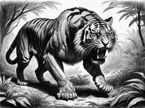 a tiger,tiger png,asian tiger,king of the jungle,bengal tiger,sumatran tiger,tiger,sumatran,tigers,big cat,panthera leo,roaring,type royal tiger,white tiger,felidae,tigerle,bengalenuhu,blue tiger,young tiger,to roar,Illustration,Black and White,Black and White 23