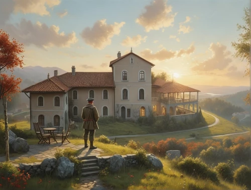 home landscape,one autumn afternoon,autumn landscape,rural landscape,autumn morning,autumn idyll,church painting,lonely house,farm landscape,the autumn,autumn day,farmhouse,landscape background,fall landscape,autumn light,autumn background,autumn chores,village scene,farmstead,house in mountains,Photography,General,Realistic