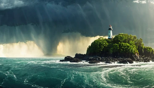electric lighthouse,sea storm,lighthouse,water spout,nature's wrath,photo manipulation,stormy sea,storm surge,light house,force of nature,photoshop manipulation,storm ray,island suspended,james bond island,islet,petit minou lighthouse,natural phenomenon,god of the sea,storm,poseidon,Conceptual Art,Fantasy,Fantasy 02