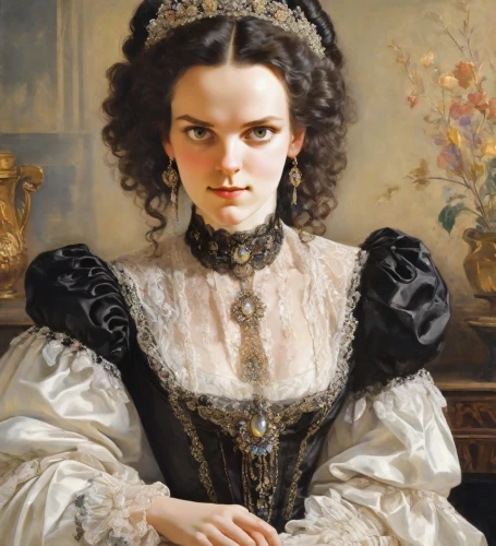 portrait of a girl,portrait of a woman,victorian lady,franz winterhalter,gothic portrait,vintage female portrait,romantic portrait,woman's face,marguerite,young woman,elizabeth nesbit,female portrait,victorian style,old elisabeth,woman portrait,victorian fashion,the victorian era,self-portrait,the girl's face,woman face,Digital Art,Classicism