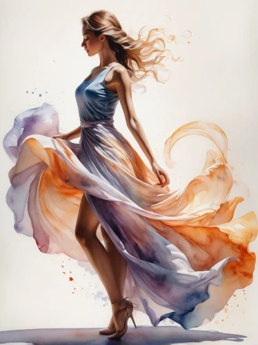 fashion illustration,dance with canvases,gracefulness,girl in a long dress,dance,twirling,twirl,dancer,whirling,flamenco,twirls,fashion vector,love dance,a girl in a dress,watercolor paint strokes,dance silhouette,little girl twirling,latin dance,boho art,little girl in wind,Conceptual Art,Oil color,Oil Color 03