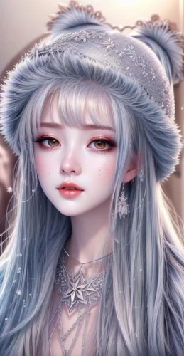 white rose snow queen,suit of the snow maiden,winterblueher,the snow queen,white fur hat,violet head elf,ice queen,female doll,fur,west siberian laika,nebelung,east siberian laika,fur clothing,pale,whitey,eurasian,artist doll,winter background,doll's facial features,fairy tale character