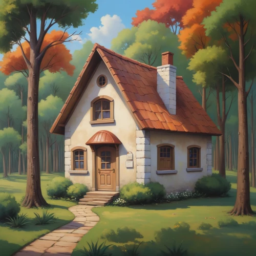 little house,lonely house,small house,house in the forest,cottage,home landscape,country cottage,summer cottage,house painting,wooden house,traditional house,farmhouse,farm house,country house,old home,old house,ancient house,crooked house,witch's house,woman house,Illustration,Realistic Fantasy,Realistic Fantasy 01