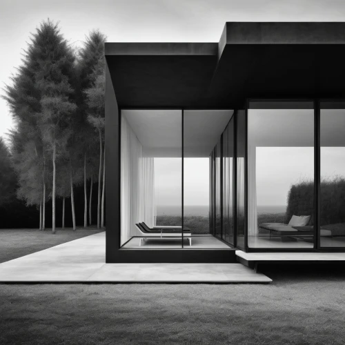 dunes house,mirror house,cubic house,modern house,modern architecture,frame house,archidaily,cube house,contemporary,glass facade,lago grey,residential house,sliding door,house shape,summer house,mid century house,house in the forest,danish house,glass wall,private house,Photography,Black and white photography,Black and White Photography 07