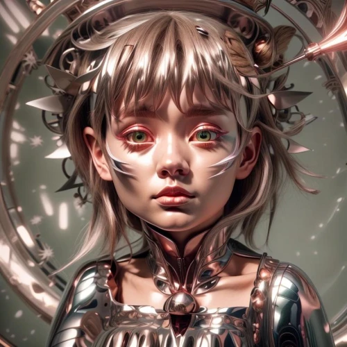 cyborg,marionette,cybernetics,humanoid,cyberpunk,biomechanical,mystical portrait of a girl,digital painting,aura,fantasy portrait,cyber,scifi,artist doll,digital art,echo,chrome,cyberspace,sci fiction illustration,metallic,painter doll