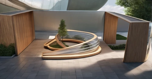 garden design sydney,landscape design sydney,circular staircase,japanese zen garden,zen garden,landscape designers sydney,3d rendering,archidaily,winding staircase,wooden decking,wooden stair railing,wooden rings,futuristic architecture,wooden stairs,wood deck,floor fountain,modern architecture,sky space concept,jewelry（architecture）,outside staircase,Photography,General,Realistic