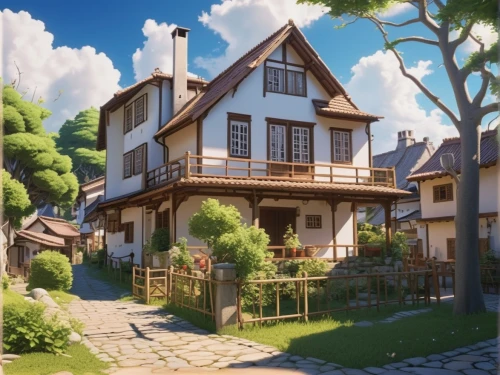 violet evergarden,studio ghibli,wooden houses,house painting,little house,apartment house,small house,wooden house,houses clipart,roof landscape,french building,traditional house,house by the water,house roofs,half-timbered house,private house,lonely house,escher village,townhouses,ancient house,Photography,General,Realistic