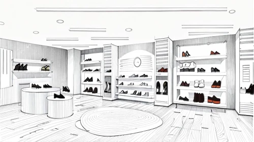 shoe store,shoe cabinet,walk-in closet,women's closet,boutique,showcase,showroom,product display,sales booth,storefront,shop-window,dress shop,paris shops,shopwindow,display window,women shoes,wardrobe,closet,women's shoes,vitrine,Design Sketch,Design Sketch,Hand-drawn Line Art