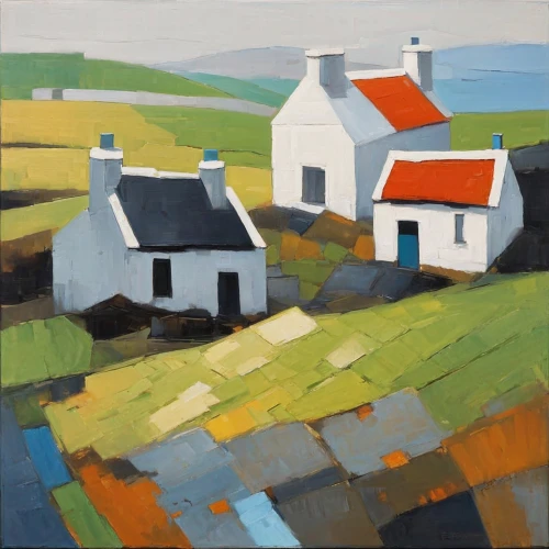orkney island,isle of mull,carol colman,shetland,cottages,aberdeenshire,mull,olle gill,breton,northumberland,cornwall,donegal,home landscape,farm landscape,george russell,highlands,isle of may,shetlands,gable field,huts
