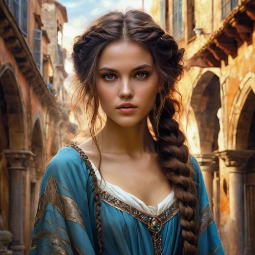 fantasy portrait,fantasy art,romantic portrait,mystical portrait of a girl,fantasy picture,rapunzel,braid,girl in a historic way,world digital painting,celtic queen,young woman,jessamine,fantasy woman,girl portrait,elven,accolade,thracian,romantic look,braiding,young lady,Photography,Documentary Photography,Documentary Photography 32