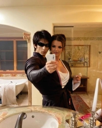 mobster couple,mom and dad,couple goal,lindos,wife and husband,husband and wife,taking picture with ipad,hotel man,birce akalay,beautiful couple,photo shoot in the bathroom,spy visual,man and wife,casal,door husband,mr and mrs,honeymoon,pre-wedding photo shoot,spy,wedding icons
