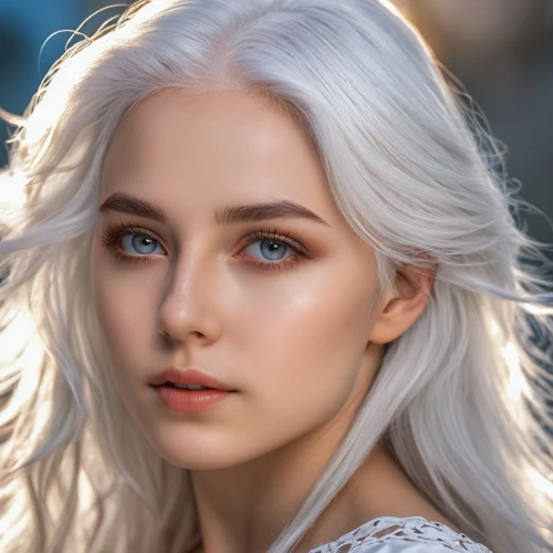 elsa,white rose snow queen,white beauty,heterochromia,dove,silver fox,natural color,women's eyes,fantasy portrait,romantic look,pale,elven,beautiful young woman,white lady,blonde woman,cool blonde,white bird,white dove,lena,eurasian,Photography,General,Realistic