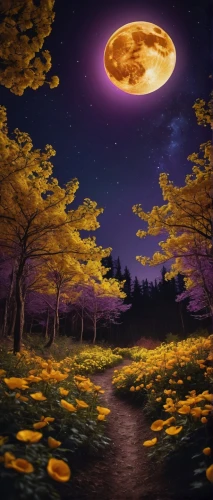 cartoon video game background,purple moon,mid-autumn festival,moon and star background,halloween background,moonlit night,purple landscape,autumn background,lunar landscape,dusk background,hanging moon,moonrise,moonlit,moon at night,super moon,japanese sakura background,landscape background,purple and gold,sakura background,night scene,Photography,General,Cinematic