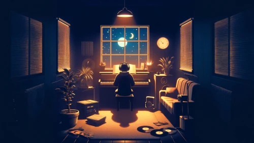 transistor,a dark room,blue room,the little girl's room,penumbra,house silhouette,atmosphere,one room,in the shadows,dandelion hall,lego background,playing room,girl in the kitchen,rooms,nightlight,scene lighting,evening atmosphere,cold room,3d render,the kitchen