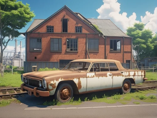 rust truck,auto repair shop,farmstead,automobile repair shop,rusty cars,freight depot,old vehicle,ford truck,house trailer,retro vehicle,industrial building,metal rust,old utility,auto repair,pickup-truck,rust-orange,salvage yard,old factory,volvo amazon,old factory building,Photography,General,Realistic