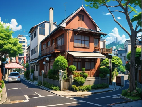 studio ghibli,apartment house,wooden houses,houses clipart,japanese architecture,wooden house,small house,neighborhood,flower shop,apartment building,shared apartment,little house,apartment complex,townhouses,izakaya,house painting,neighbourhood,kyoto,an apartment,beautiful buildings,Photography,General,Realistic