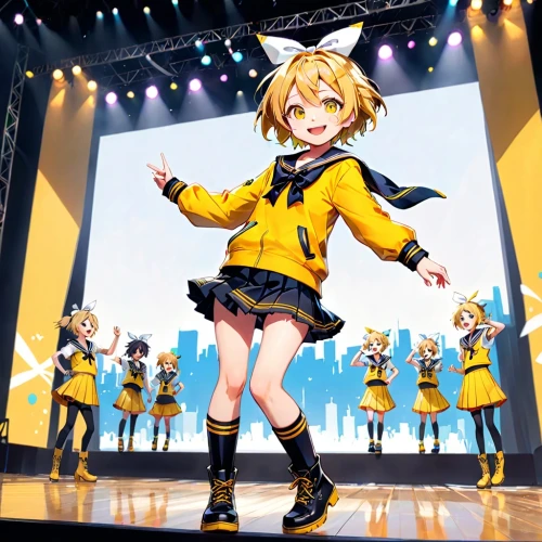 love live,honoka,vocaloid,idol,yellow background,sonoda love live,bumblebee,yellow,yellow orange,nico,yuzu,ram,vicuña,cheering,lemon,lemon background,citron,performing,yellow color,honk,Anime,Anime,General