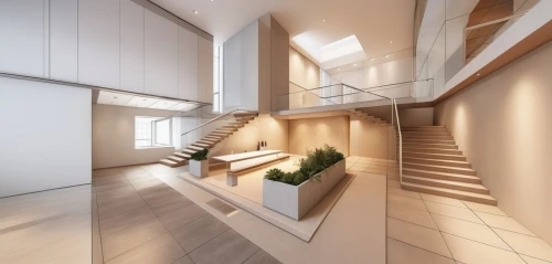 penthouse apartment,3d rendering,interior modern design,hallway space,winding staircase,modern kitchen interior,outside staircase,daylighting,modern kitchen,staircase,stairwell,luxury home interior,modern house,circular staircase,sky apartment,an apartment,modern architecture,core renovation,loft,interior design,Photography,General,Realistic