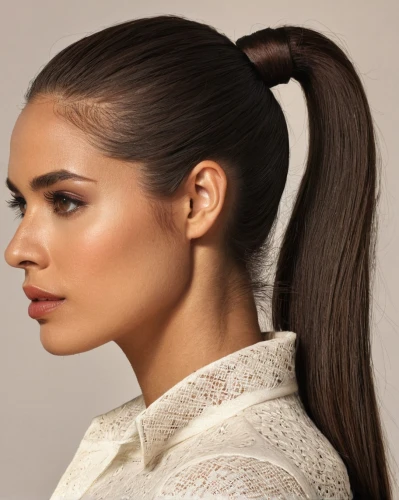 artificial hair integrations,pony tail,asymmetric cut,ponytail,pony tails,chignon,management of hair loss,updo,smooth hair,hairstyle,hair shear,bow-knot,shoulder length,hair ribbon,lace wig,side face,tying hair,profile,half profile,hair clip,Illustration,Paper based,Paper Based 10