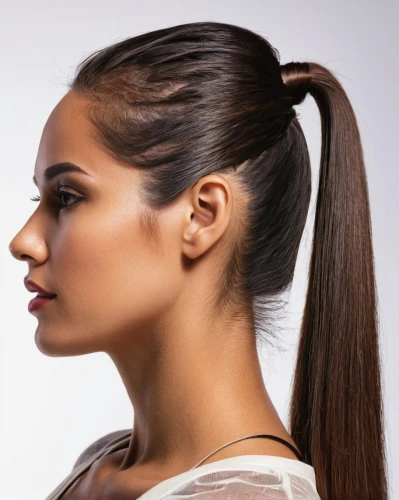 artificial hair integrations,asymmetric cut,pony tail,management of hair loss,ponytail,pony tails,profile,shoulder length,side face,smooth hair,half profile,hairstyle,semi-profile,chignon,lace wig,hair shear,layered hair,bunny tail,updo,hair ribbon,Illustration,Paper based,Paper Based 10